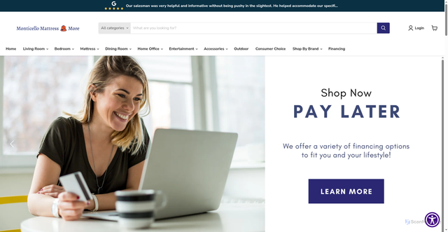Security scan screenshot of https://monticellomattress.com