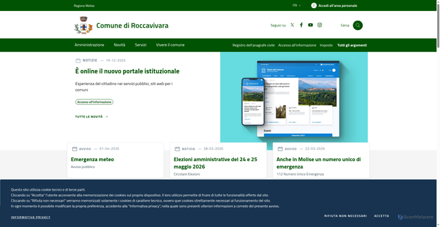 Security scan screenshot of https://www.comune.roccavivara.cb.it/