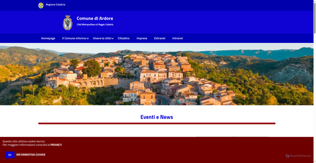 Security scan screenshot of https://www.comune.ardore.rc.it/hh/index.php
