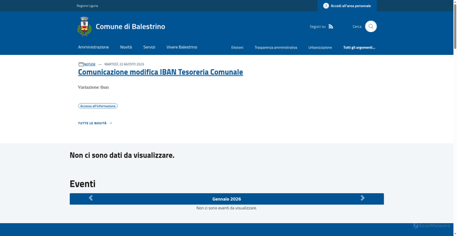 Security scan screenshot of https://www.comune.balestrino.sv.it/