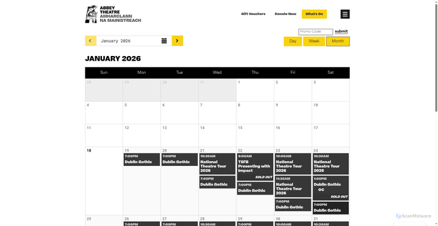 Security scan screenshot of https://booking.abbeytheatre.ie/