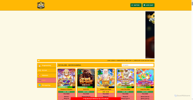 Security scan screenshot of https://rtproyal389-2.pages.dev/microgaming.html