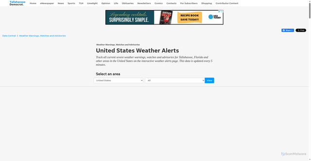 Security scan screenshot of https://data.tallahassee.com/severe-weather-alerts-warnings-watches/