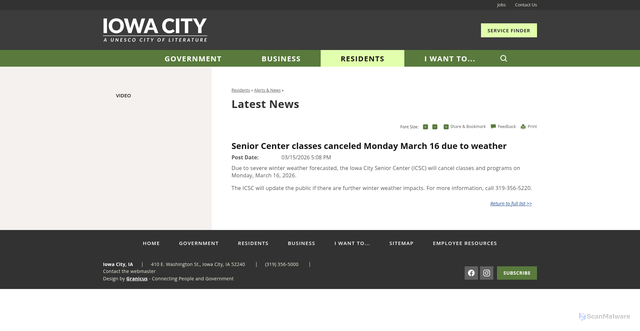 Security scan screenshot of https://www.icgov.org/Home/Components/News/News/2550/390
