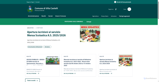 Security scan screenshot of https://comune.villacastelli.br.it/