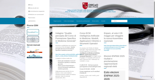 Security scan screenshot of https://www.omceo.vda.it/