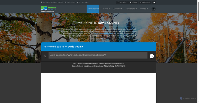 Security scan screenshot of https://www.daviscountyutah.gov/