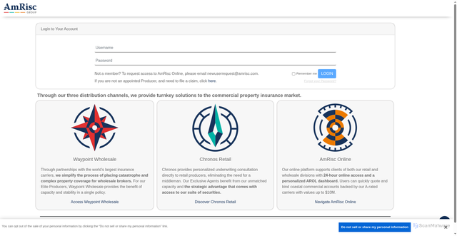 Security scan screenshot of https://www.amrisconline.com