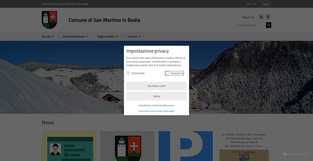 Security scan screenshot of https://www.comune.sanmartinoinbadia.bz.it/it