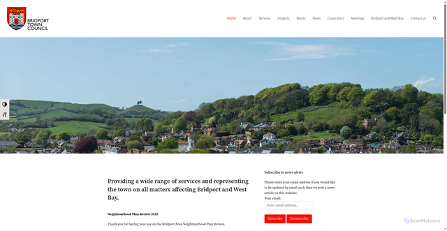 Security scan screenshot of https://www.bridport-tc.gov.uk/