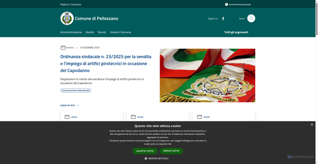 Security scan screenshot of https://www.comune.pellezzano.sa.it/it