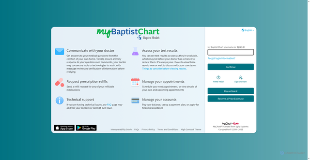 Security scan screenshot of https://my.baptistchart.com