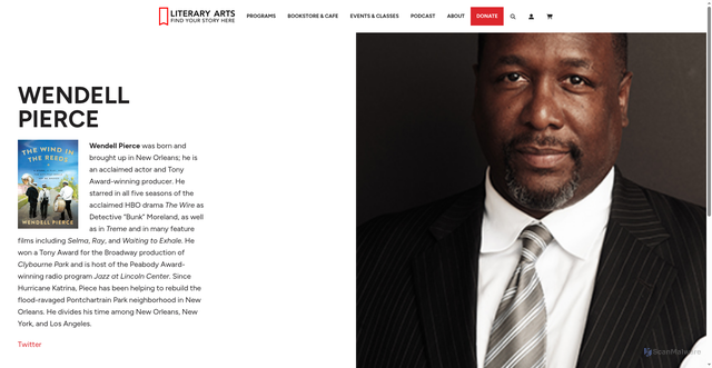 Security scan screenshot of https://literary-arts.org/bio/wendell-pierce/