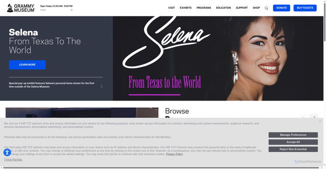 Security scan screenshot of https://grammymuseum.org/