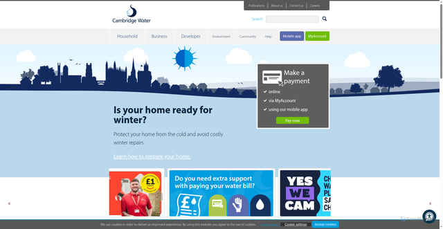 Security scan screenshot of https://www.cambridge-water.co.uk/