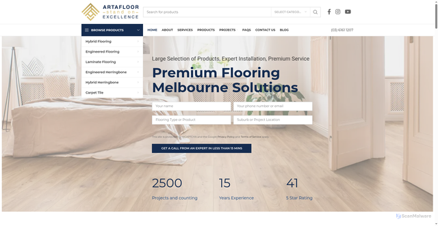 Security scan screenshot of https://artafloor.com.au