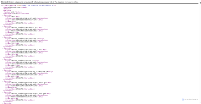 Security scan screenshot of https://m365-prod-assets.s3-us-west-2.amazonaws.com