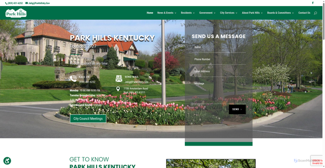 Security scan screenshot of https://www.parkhillsky.gov/