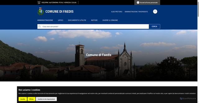 Security scan screenshot of https://www.comune.faedis.ud.it/