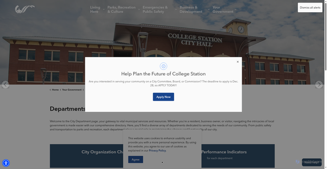 Security scan screenshot of https://www.cstx.gov/your-government/departments/
