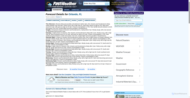 Security scan screenshot of https://ftp.fastweather.com/forecast-details?place=Orlando_FL_US&gi=4167147