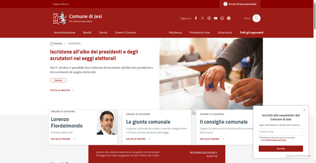Security scan screenshot of https://www.comune.jesi.an.it/