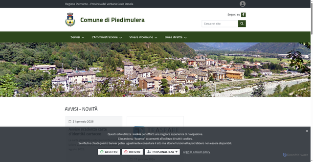 Security scan screenshot of https://comune.piedimulera.vb.it
