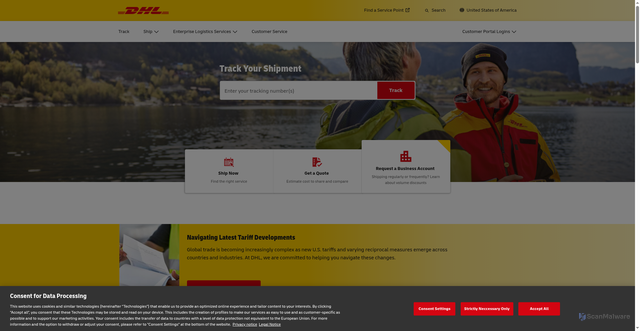Security scan screenshot of https://www.dhl.com/us-en/home.html