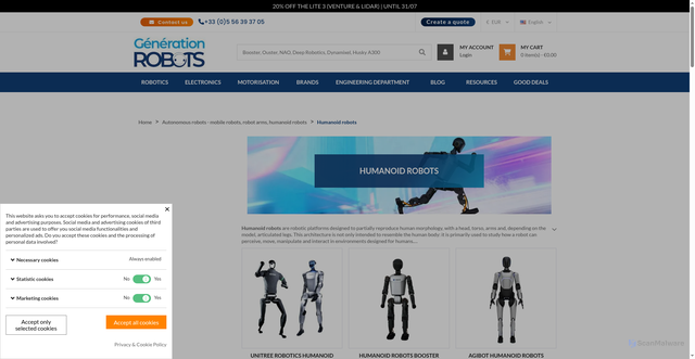 Security scan screenshot of https://www.generationrobots.com/en/545-humanoid-robots?srsltid=AfmBOoq7qdt3NMk3B_X_PlexNWXc2-q09PHwSLeDz4d39BwdscjpmBy5