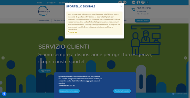 Security scan screenshot of https://www.brianzacque.it/