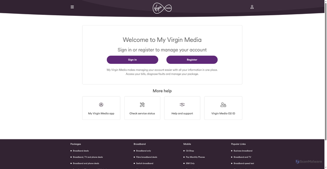 Security scan screenshot of https://my.virginmedia.com