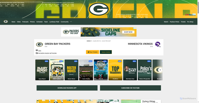 Security scan screenshot of https://packers.com