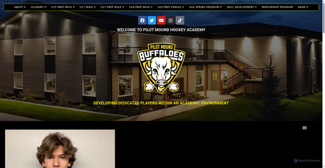 Security scan screenshot of https://pilotmoundhockeyacademy.com/player/carson-carels/