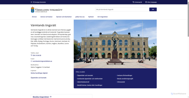 Security scan screenshot of https://www.domstol.se/varmlands-tingsratt/