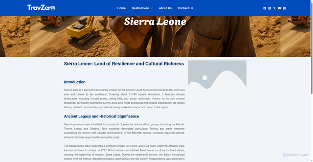 Security scan screenshot of https://travzero.com/destinations/africa/sierra-leone/