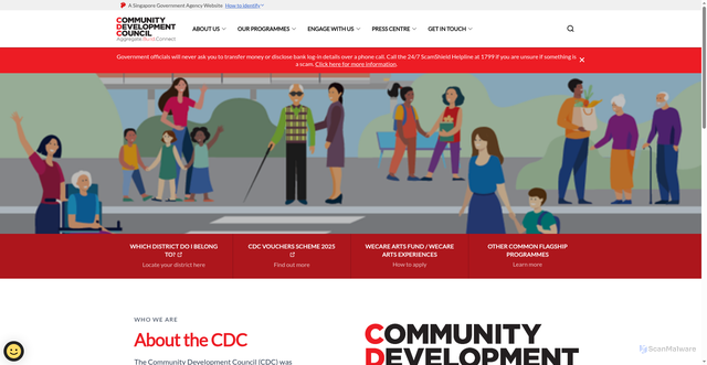 Security scan screenshot of https://www.cdc.gov.sg/