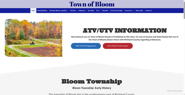 Security scan screenshot of https://townofbloomwi.gov/