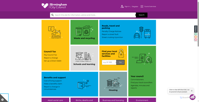 Security scan screenshot of https://www.birmingham.gov.uk/