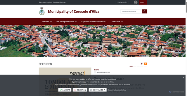 Security scan screenshot of https://www.comune.ceresoledalba.cn.it/it-it/home