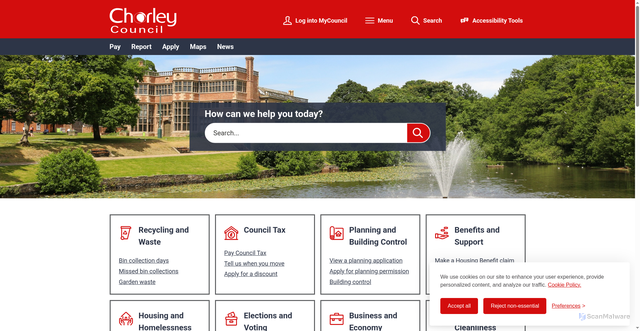 Security scan screenshot of https://chorley.gov.uk/