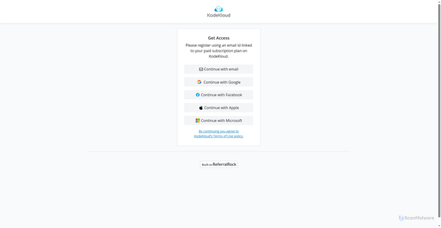Security scan screenshot of https://kodekloud8cdf2.referralrock.com