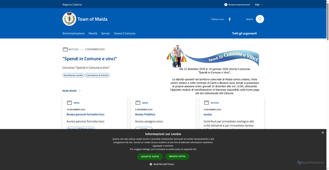 Security scan screenshot of https://www.comune.maida.cz.it/it