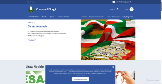 Security scan screenshot of https://www.comune.sorga.vr.it/