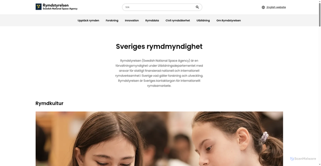 Security scan screenshot of https://www.rymdstyrelsen.se/