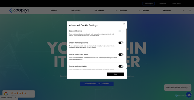 Security scan screenshot of https://coopsys.com