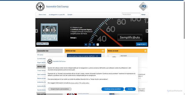 Security scan screenshot of https://cosenza.aci.it/