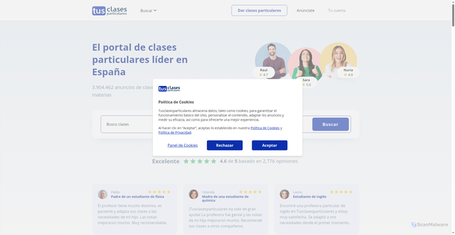 Security scan screenshot of https://www.tusclasesparticulares.com