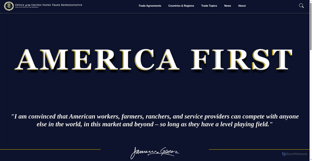 Security scan screenshot of https://ustr.gov/