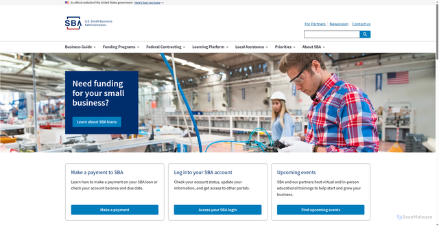 Security scan screenshot of https://www.sba.gov/