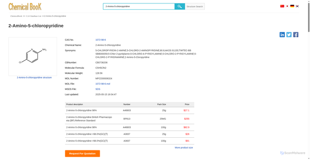 Security scan screenshot of https://zhaike-mkltlkfzc1.edgeone.dev/ChemicalProductProperty_EN_CB0736206.html